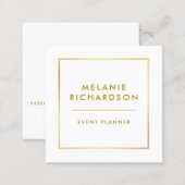 Modern Minimalist Professional Elegant Gold Frame Square Business Card (Front/Back)