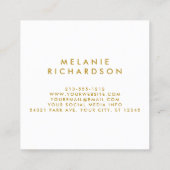Modern Minimalist Professional Elegant Gold Frame Square Business Card (Back)