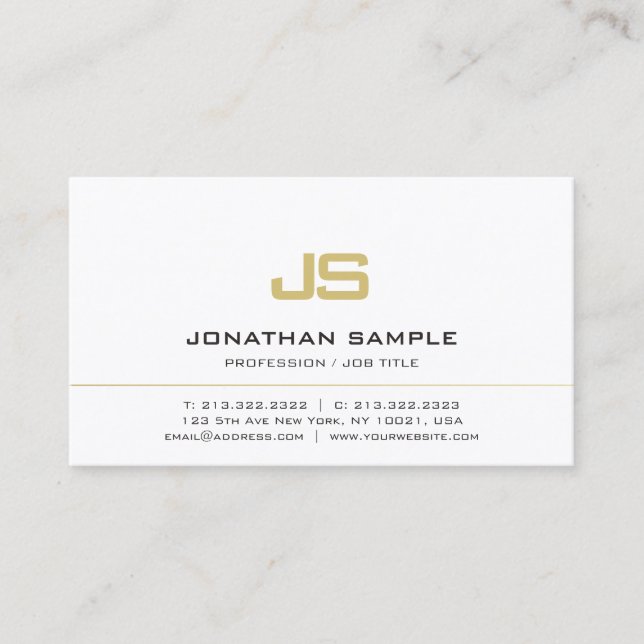 Modern Minimalist Professional Elegant Monogram Business Card (Front)