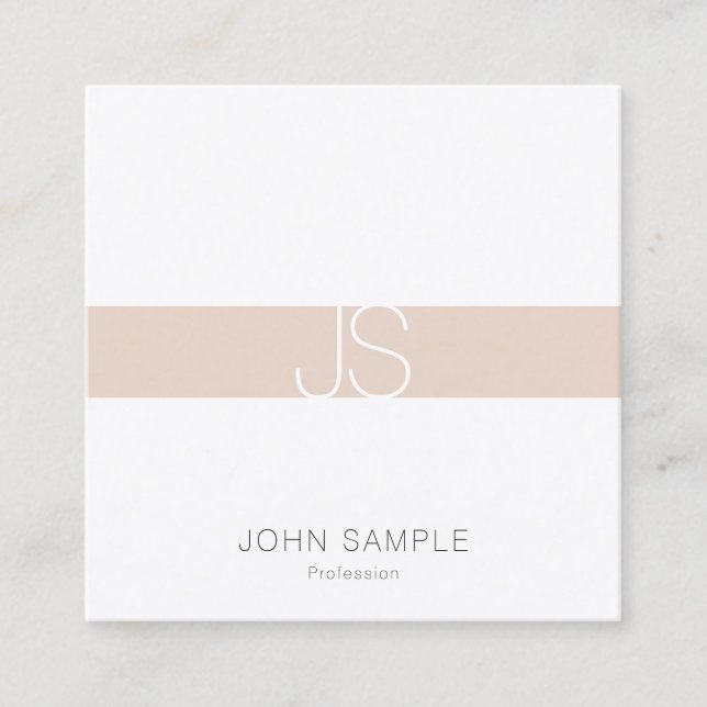Modern Minimalist Professional Elegant Monogram Square Business Card (Front)