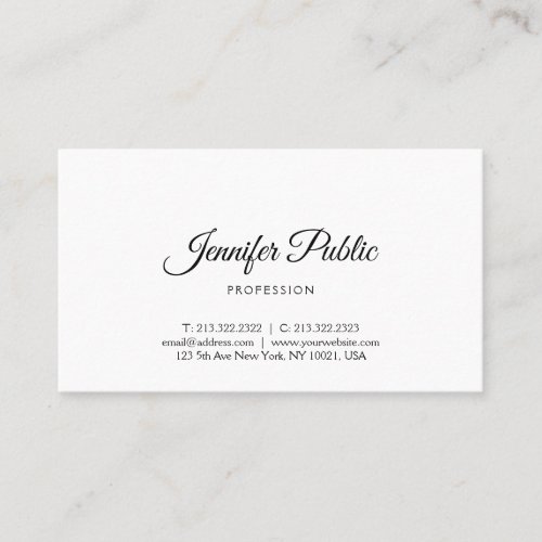 Modern Minimalist Professional Elegant Script Business Card