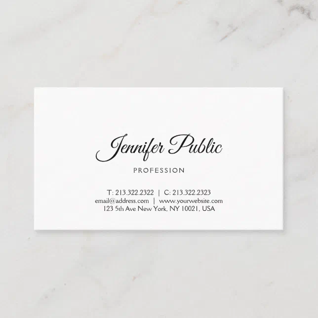Modern Minimalist Professional Elegant Script Business Card | Zazzle
