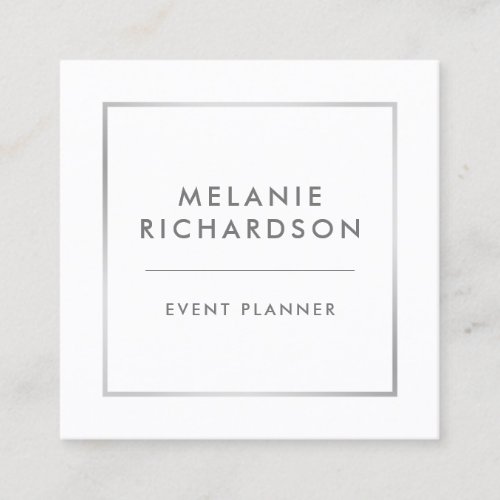 Modern Minimalist Professional Elegant Silver Square Business Card