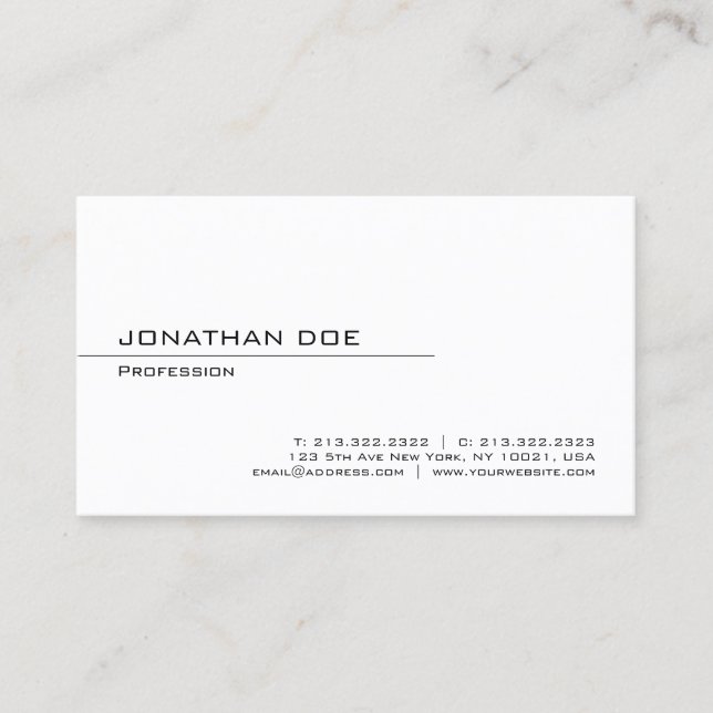 Modern Minimalist Professional Elegant Template Business Card (Front)