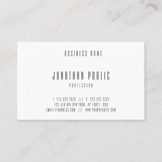 Modern Minimalist Professional Elegant Template Business Card (Front)