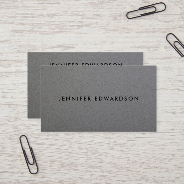 Modern minimalist professional gray metal business card (Front/Back In Situ)