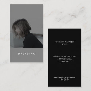 Modern Minimalist Professional Hair Stylist Photo  Business Card
