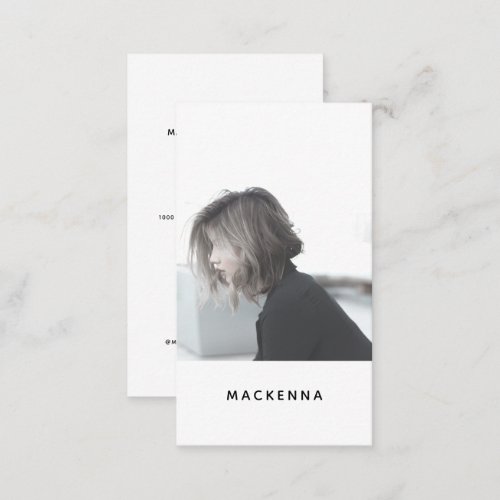 Modern Minimalist Professional Hair Stylist Photo  Business Card