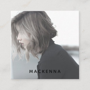 Modern Minimalist Professional Hair Stylist Photo  Square Business Card