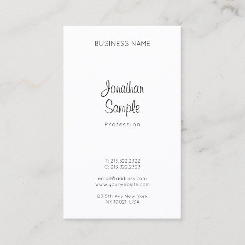 Modern Minimalist Professional Handwritten Name Business Card