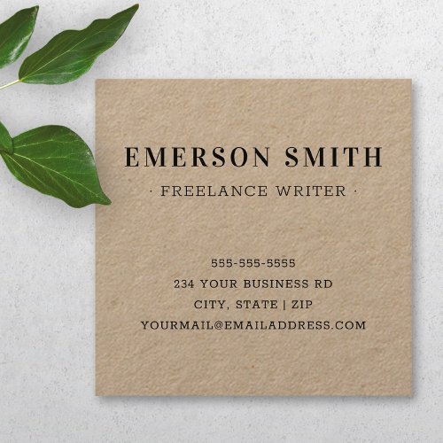 Modern minimalist professional Kraft paper Square Business Card
