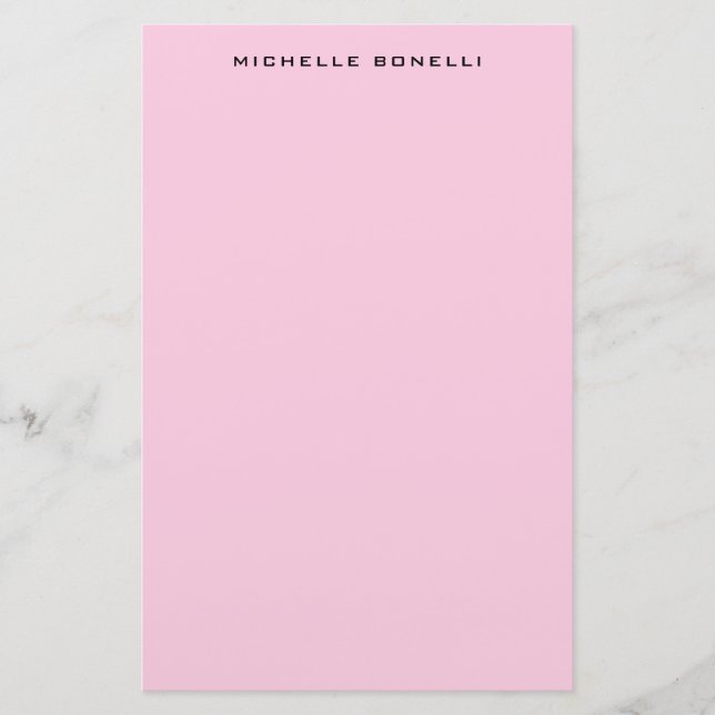 Modern Minimalist Professional Light Pink Feminine Stationery (Front)
