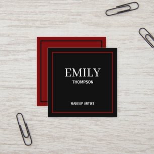 Modern Minimalist Professional Makeup Artist Black Square Business Card