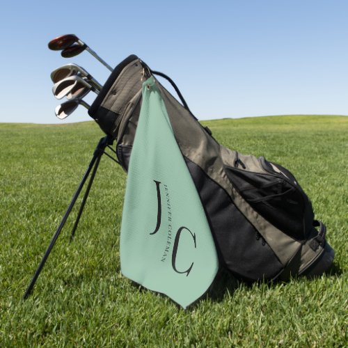 Modern Minimalist Professional Monogram Green Golf Towel