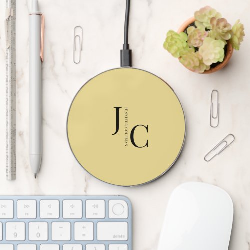 Modern Minimalist Professional Monogram Groovy Wireless Charger