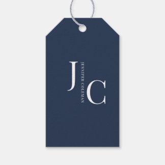 Modern Minimalist Professional Monogram Navy Blue Gift Tags