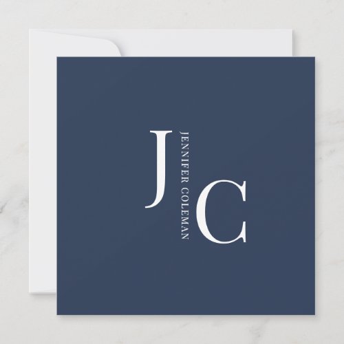 Modern Minimalist Professional Monogram Navy Blue Invitation