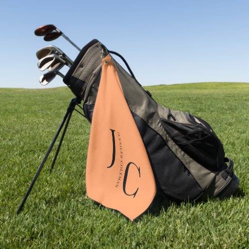 Modern Minimalist Professional Monogram Orange Golf Towel