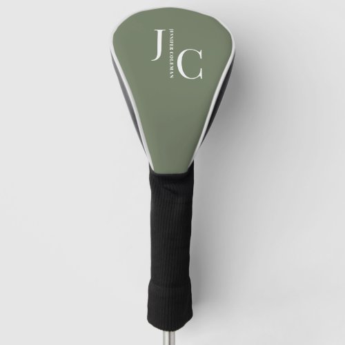 Modern Minimalist Professional Monogram Sage Green Golf Head Cover