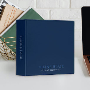 Modern Minimalist Professional Navy Blue 3 Ring Binder