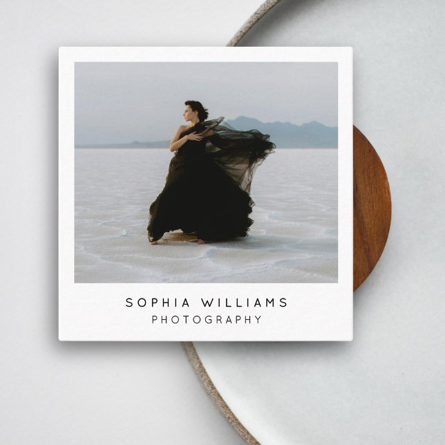 Modern Minimalist Professional Photo QR Code   Square Business Card (Creator Uploaded)