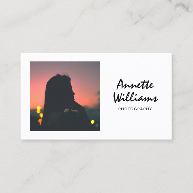 Modern Minimalist Professional Photographer  Business Card (Front)