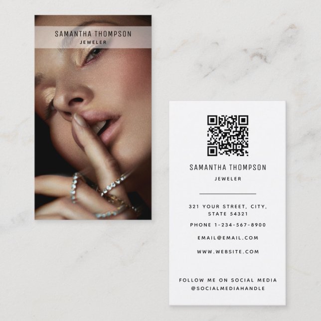 Modern Minimalist Professional Photography Jeweler Business Card (Front/Back)
