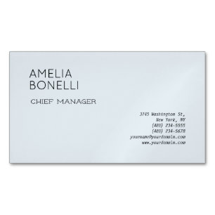 Modern Minimalist Professional Plain Blue Business Card Magnet