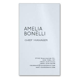Modern Minimalist Professional Plain Blue Business Card Magnet