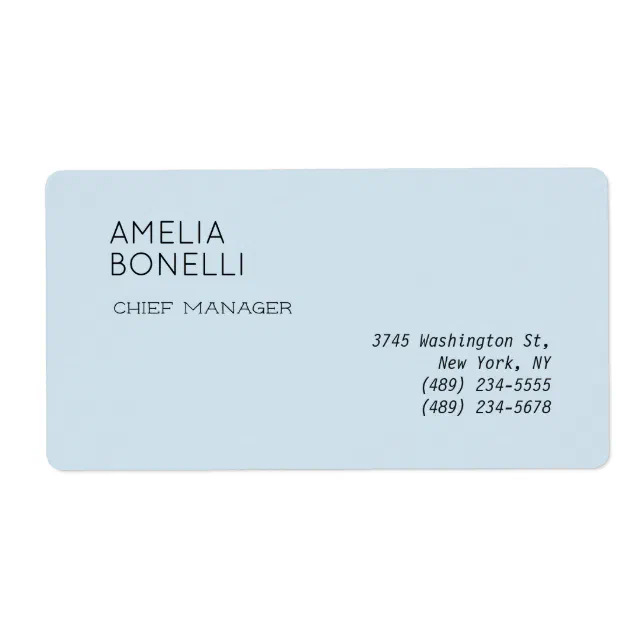 Modern Minimalist Professional Plain Blue Label | Zazzle