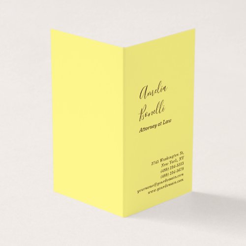 Modern Minimalist Professional Plain Light Yellow Business Card