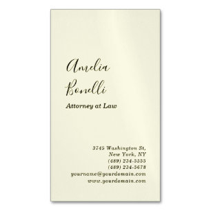 Modern Minimalist Professional Plain Light Yellow Business Card Magnet