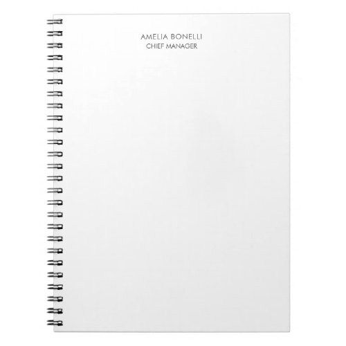 Modern Minimalist Professional Plain Simple Notebook