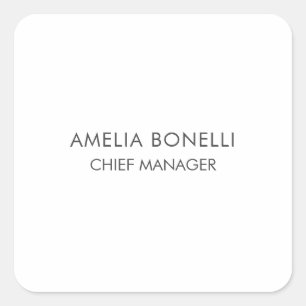 Modern Minimalist Professional Plain Simple Square Sticker