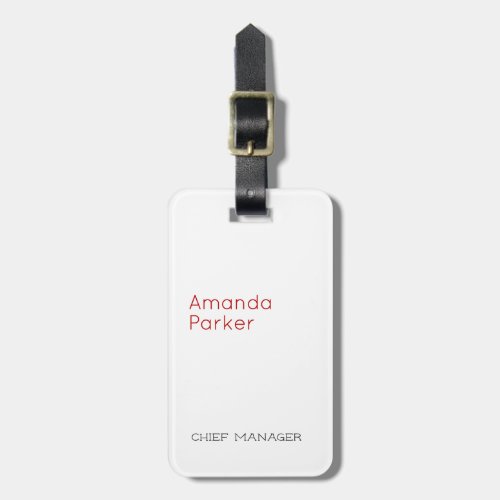 Modern Minimalist Professional Plain White  Luggage Tag