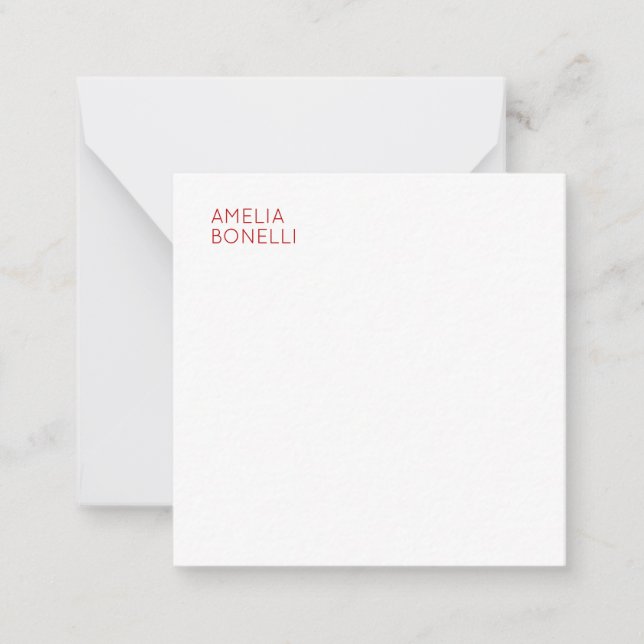 Modern Minimalist Professional Plain White Note Card (Front)