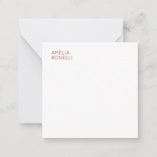 Modern Minimalist Professional Plain White Note Card