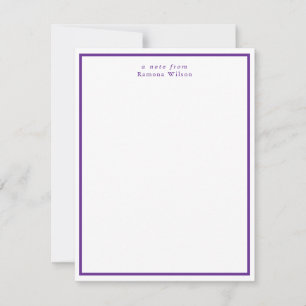 Modern Minimalist Professional Purple & White Note Card