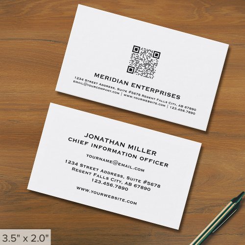 Modern Minimalist Professional QR Code  Business Card