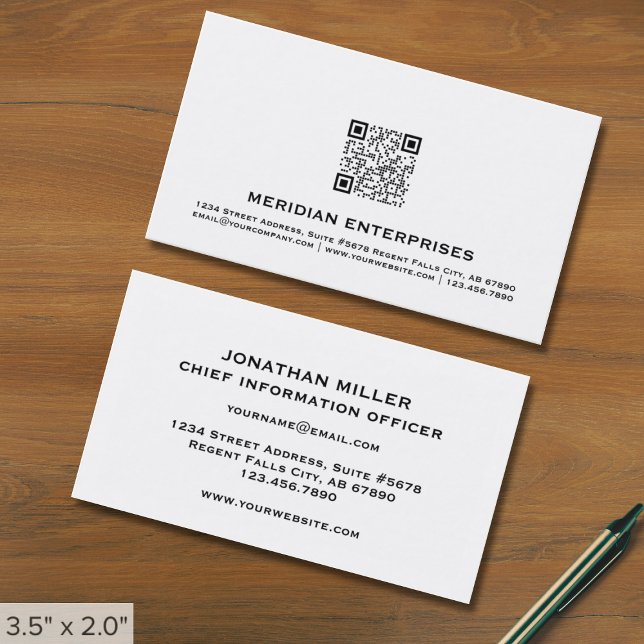 Modern Minimalist Professional QR Code  Business Card (Creator Uploaded)