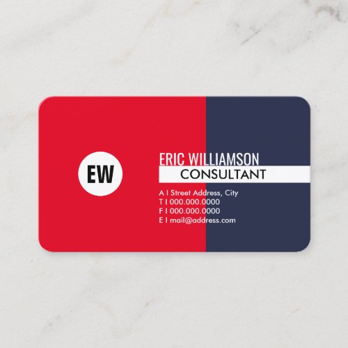 Modern minimalist professional red and indigo business card