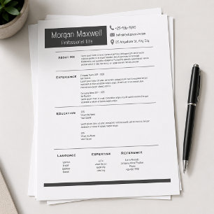 Modern Minimalist Professional Resume Template Letterhead