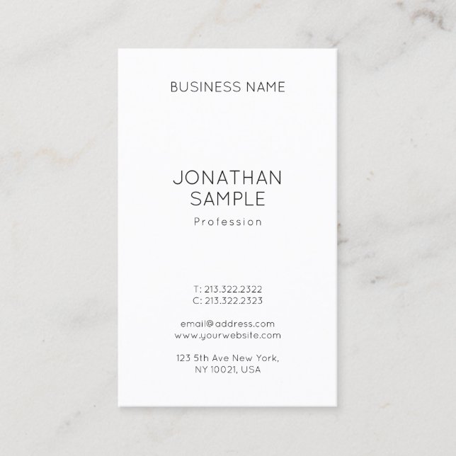 Modern Minimalist Professional Vertical Template Business Card (Front)