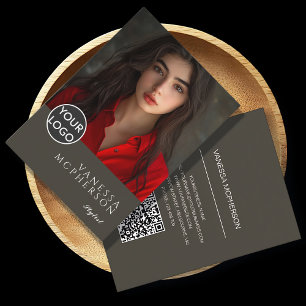 Modern Minimalist Professonal Photo Logo QR Business Card