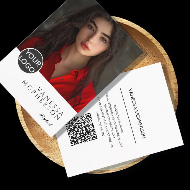 Modern Minimalist Professonal Photo Logo QR Business Card (Creator Uploaded)