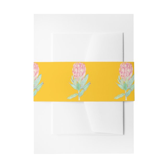 Modern Minimalist Protea Botanical Wedding Invitation Belly Band (Front Example)