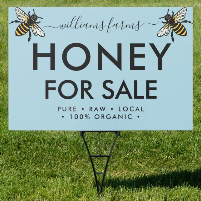 Modern Minimalist Pure Honey For Sale Farm Sign (Insitu)