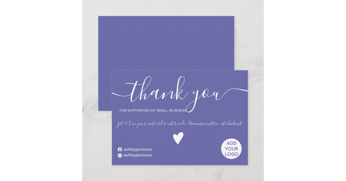 Modern minimalist purple blue order thank you | Zazzle