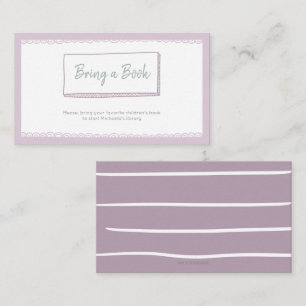 Modern Minimalist Purple Bring a Book Baby Shower Enclosure Card
