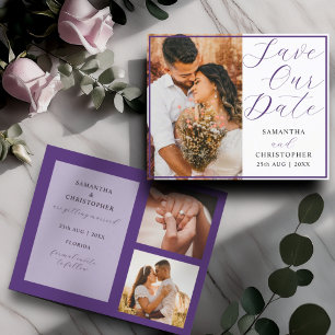 Modern Minimalist Purple Budget Save the Date